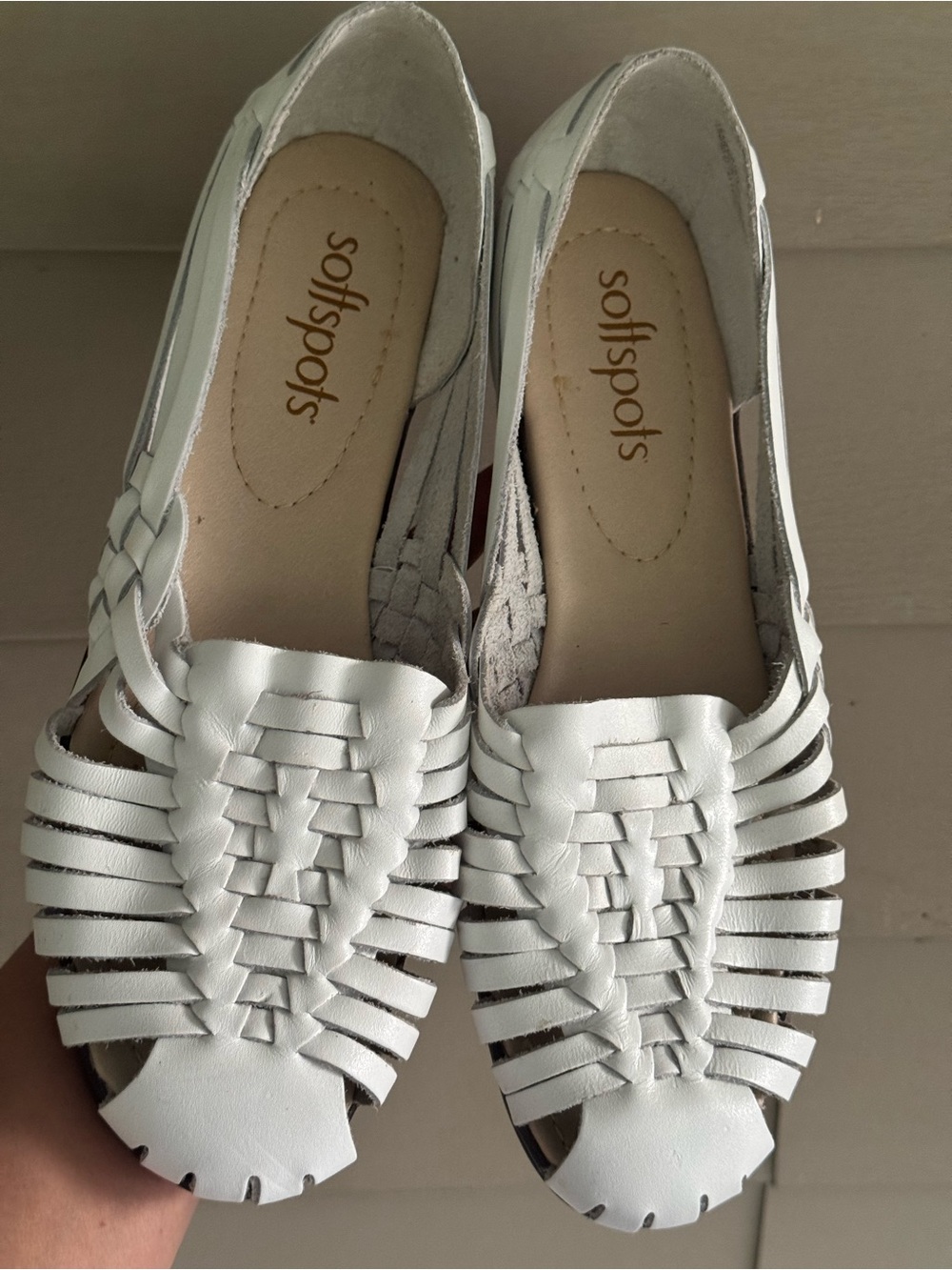 Softspots Women's White Woven Slip-On Flats